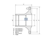 Radnabe, ohne Lager passend für SCANIA | DT 1.17302 - 117302 - d1: 127,3 mm, d2: 127 mm, D: 380 mm, 10 bores, b: 22,3 mm, P: 335 mm, H: 194 mm