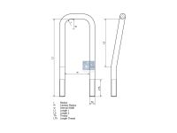 U-Bolzen passend für SCANIA | DT 1.25416 - 125416 - r: 15 mm, R: 140 mm, M22 x 2,5, LTh: 55 mm, L1: 297 mm, L2: 180 mm, w: 105 mm, 10.9