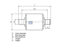 Reparatursatz, Achsstrebe passend für MAN, SCANIA, VOLVO | DT 1.32519 - 132519 - D: 67 mm, b: 17 mm, Lb: 100 mm, L: 129 mm, H: 24 mm