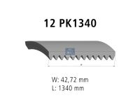 Keilrippenriemen 12 PK, passend für VOLVO | DT 2.21076 - 221076 - L: 1340 mm, W: 42,7 mm, 12PK1340