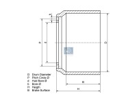 Bremstrommel passend für VOLVO | DT 2.40308 - 240308 - D: 394 mm, 10 bores, b: 28 mm, P: 335 mm, d: 282 mm, H: 312 mm, B: 266 mm