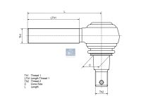 Kugelkopf, Rechtsgewinde passend für RENAULT, VOLVO | DT 2.53157 - 253157 - C: 32 mm, M30 x 1,5R, L: 135 mm