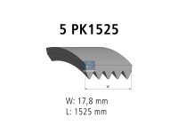 Keilrippenriemen 5 PK, passend für MAN | DT 3.34302 - 334302 - L: 1525 mm, W: 17,8 mm, 5PK1525