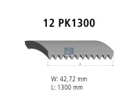 Keilrippenriemen 12 PK, passend für MAN | DT 3.34329 - 334329 - L: 1300 mm, W: 42,7 mm, 12PK1300