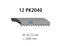 Keilrippenriemen 12 PK, passend für MAN | DT 3.34335 - 334335 - L: 2040 mm, W: 42,7 mm, 12PK2040