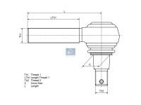 Kugelkopf, Linksgewinde M38 x 1,5L, M24 x 1,5, passend für RENAULT | DT 6.53112 - 653112 - L: 135 mm