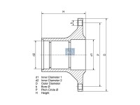 Radnabe, mit Lager passend für RENAULT | DT 6.54010 - 654010 - d1: 150 mm, d2: 160 mm, D: 376,5 mm, 10 bores, b: 25 mm, P: 335 mm, H: 235 mm