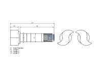 Bremsnockenwelle, links passend für MERCEDES-BENZ | DT 4.64842 - 464842 - D: 42 mm, L1: 228 mm, L2: 39,5 mm, L3: 175 mm, S-cam, 26 teeth