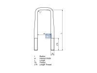 U-Bolzen passend für MAN | DT 3.66107 - 366107 - r: 18 mm, R: 150 mm, M24 x 2, LTh: 153 mm, L: 491 mm, w: 103 mm