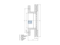 Bremsscheibe passend für BPW, DAF, KÖGEL | DT 10.14103 - 1014103 - D: 377 mm, 10 bores, b: 23 mm, P: 335 mm, d: 290 mm, H: 169,5 mm, S: 45 mm, s: 37 mm