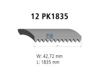 Keilrippenriemen 12 PK, passend für IVECO | DT 7.54812 - 754812 - L: 1835 mm, W: 42,7 mm, 12PK1835