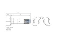 Bremsnockenwelle, rechts passend für MERCEDES-BENZ | DT 4.65177 - 465177 - D: 42 mm, L1: 599 mm, L2: 39,5 mm, L3: 546 mm, 26 teeth