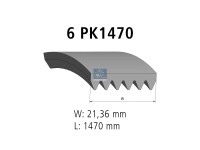 Keilrippenriemen 6 PK, passend für FIAT, PEUGEOT | DT 12.15412 - 1215412 - L: 1470 mm, W: 21,4 mm, 6PK1470