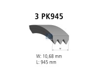 Keilrippenriemen 3 PK, passend für FIAT, PEUGEOT | DT 12.15401 - 1215401 - L: 945 mm, W: 10,7 mm, 3PK945