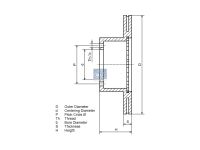 Bremsscheibe | DT 14.43025 - 1443025 - D: 297 mm, 6 bores, b: 14,5 mm, P: 140 mm, d: 108 mm, H: 67,2 mm, S: 25 mm, s: 23 mm