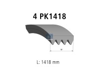 Keilrippenriemen 4 PK, passend für MAN | DT 3.34357 - 334357 - L: 1418 mm, W: 14,2 mm, 4PK1418